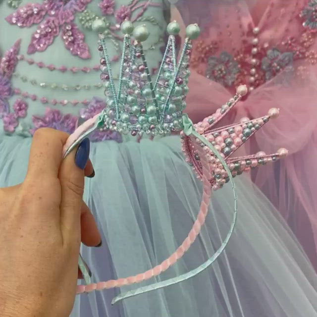 Pearl crown headband (Turquoise & pink)